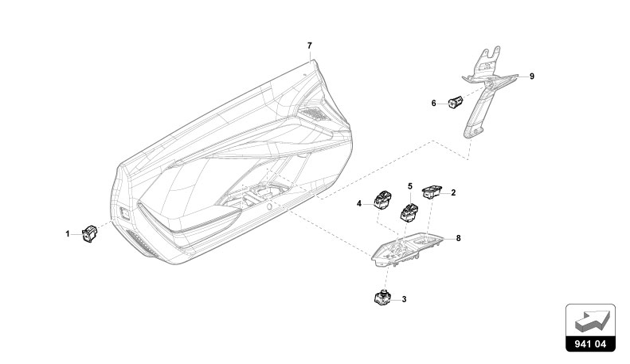 SWITCH IN DOOR TRIM of Lamborghini Lamborghini REVUELTO REVUELTO COUPE'
