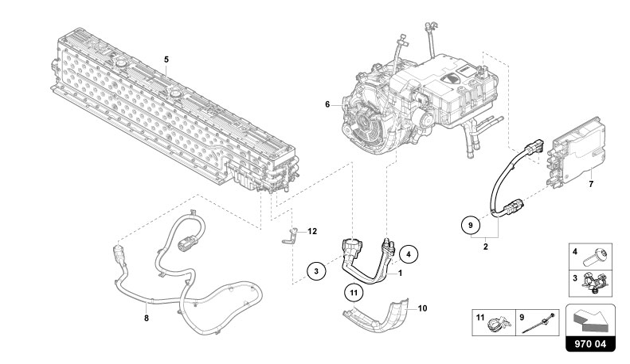 HIGH-VOLTAGE WIRING SET FOR HIGH-VOLTAGE BATTERY AND POWER ELECTRONICS of Lamborghini Lamborghini REVUELTO REVUELTO COUPE'