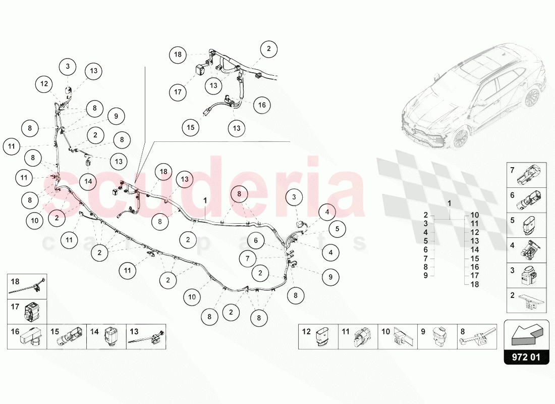 WIRING SET FOR BUMPER of Lamborghini Lamborghini Urus (2018-2019)