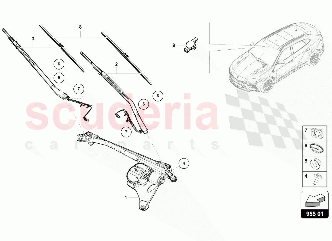 WINDSHIELD WIPER of Lamborghini Lamborghini Urus (2018-2019)