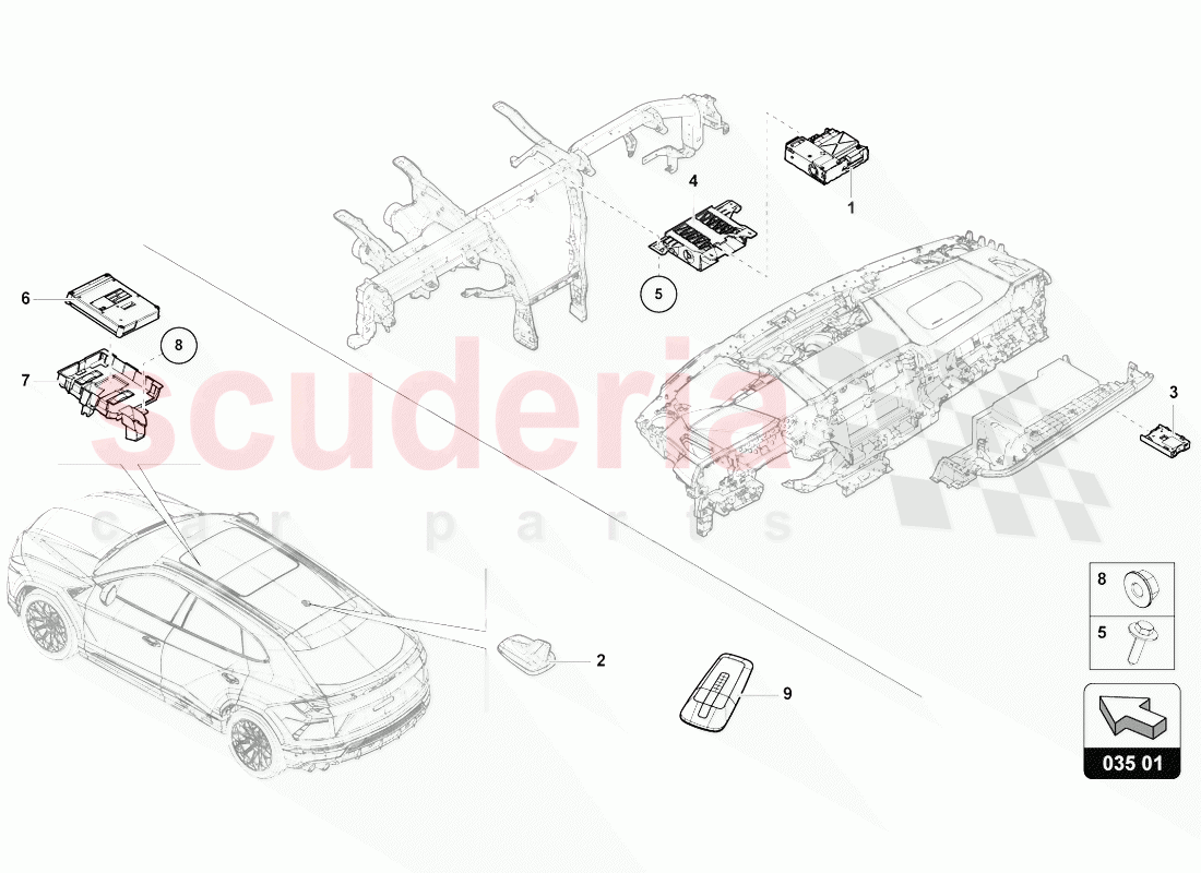 CONTROL UNIT FOR INFORMATION ELECTRONICS of Lamborghini Lamborghini Urus (2018-2019)