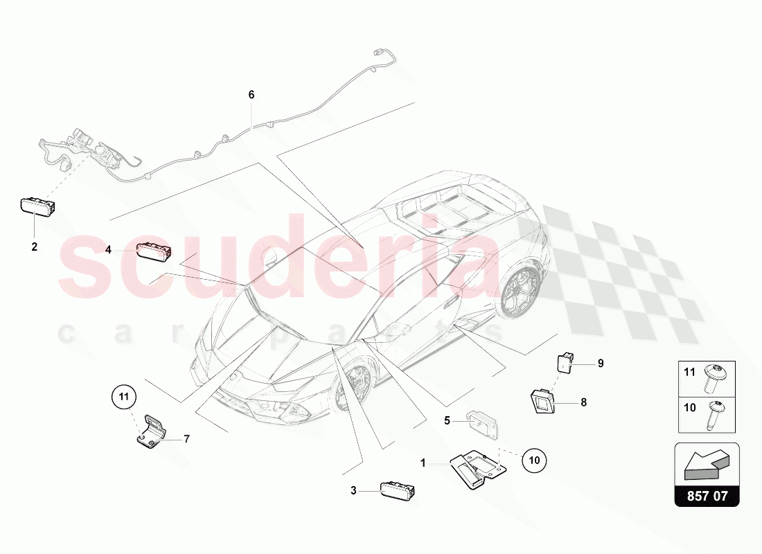 SINGLE PARTS FOR INTERIOR AND READING LIGHT of Lamborghini Lamborghini Huracan Evo Coupe