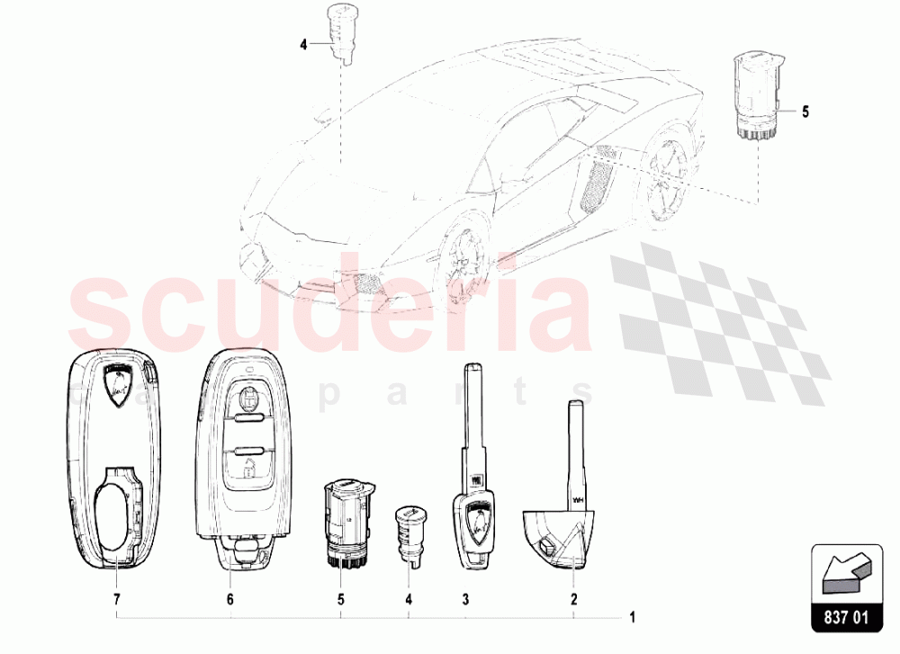 Door Locks And Keys of Lamborghini Lamborghini Aventador LP740 S