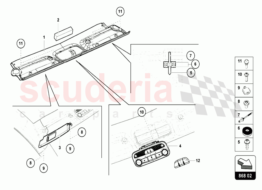ROOF FRAME TRIM PANEL of Lamborghini Lamborghini Aventador LP720 Coupe