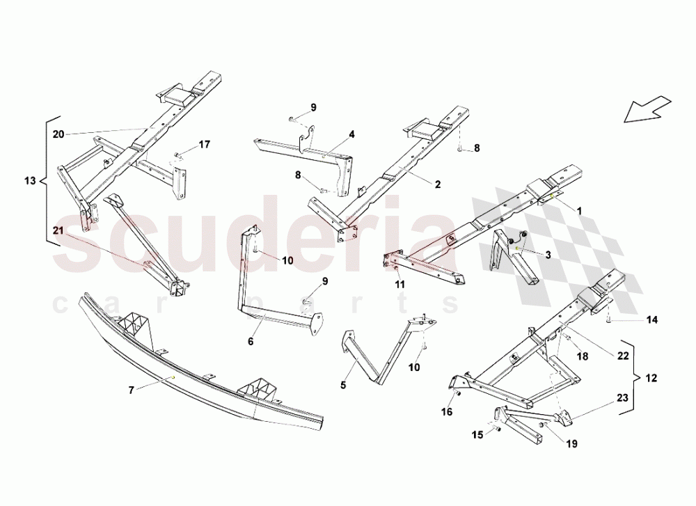 Front Frame Attachments of Lamborghini Lamborghini Gallardo LP560 Coupe