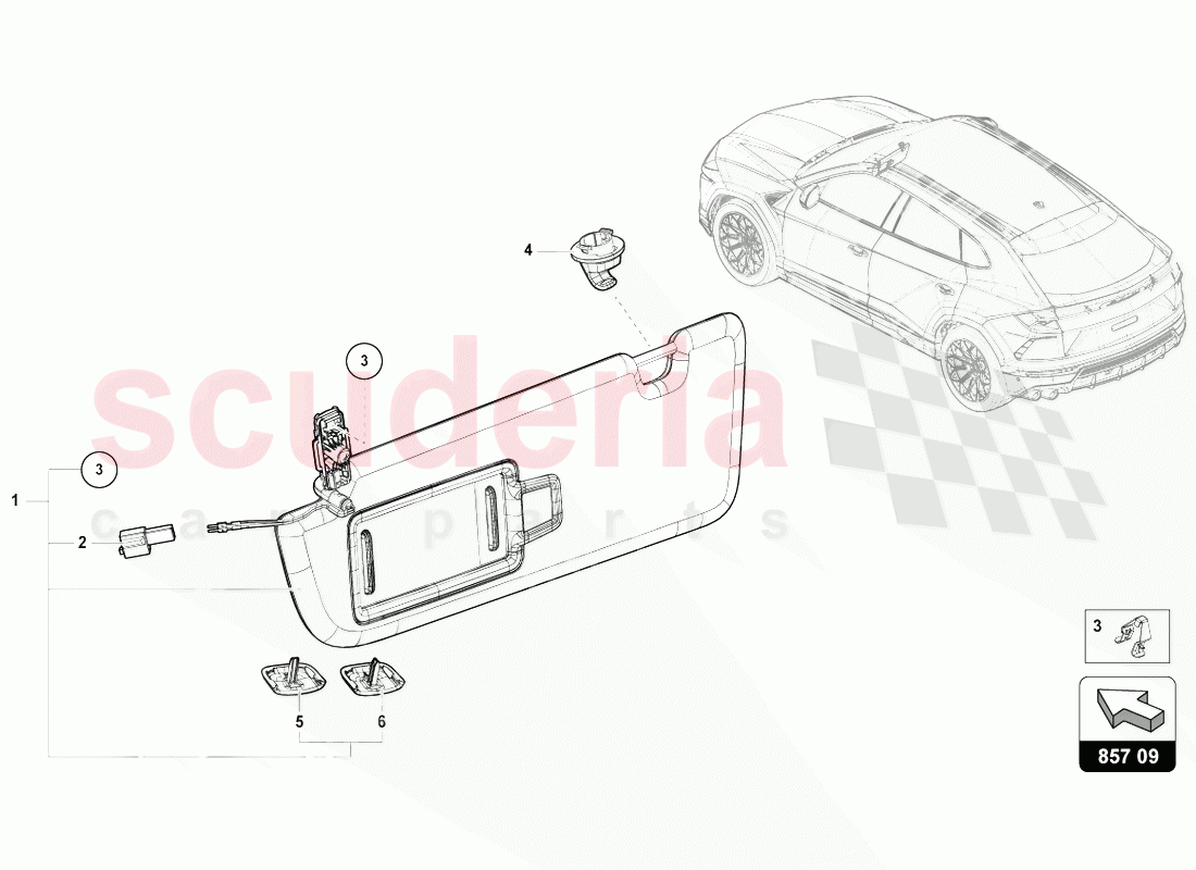 SUN VISOR of Lamborghini Lamborghini Urus (2018-2019)