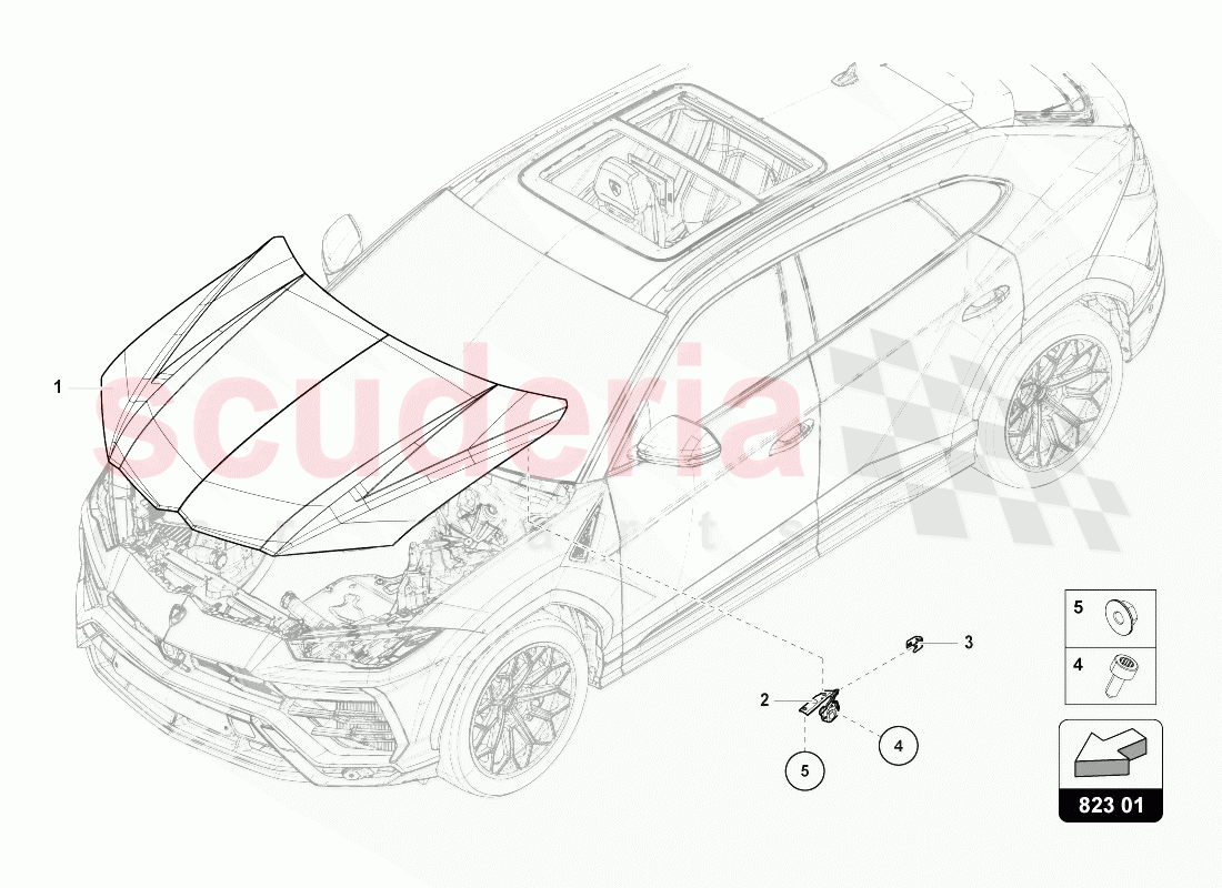 BONNET of Lamborghini Lamborghini Urus (2018-2019)