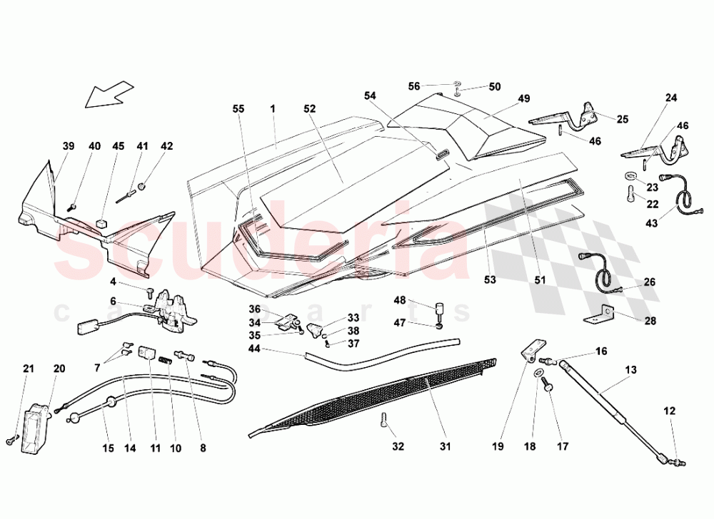 Transparent Engine Hood of Lamborghini Lamborghini Murcielago LP640 Roadster