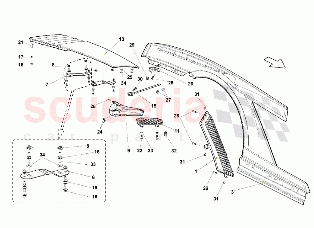 Rear Fender of Lamborghini Lamborghini Gallardo (2008)