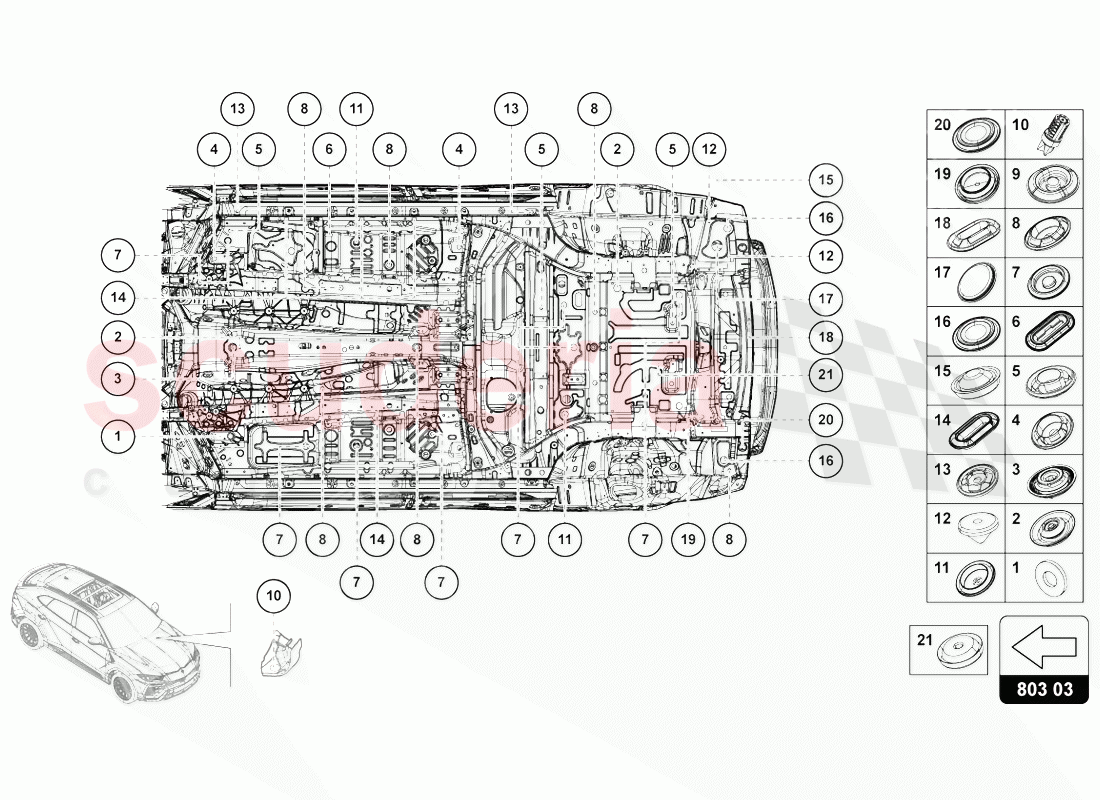 SEALING PLUG SET of Lamborghini Lamborghini Urus (2018-2019)
