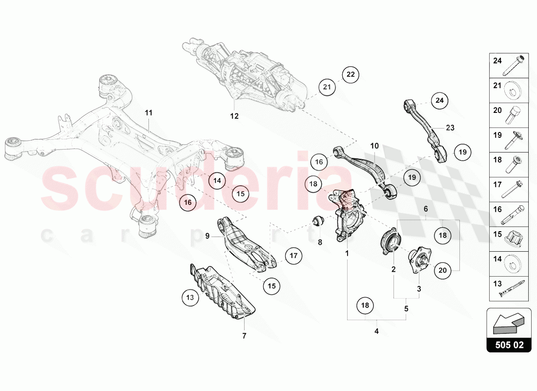 WHEEL HUB WITH BEARING AND CONTROL ARM of Lamborghini Lamborghini Urus (2018-2019)