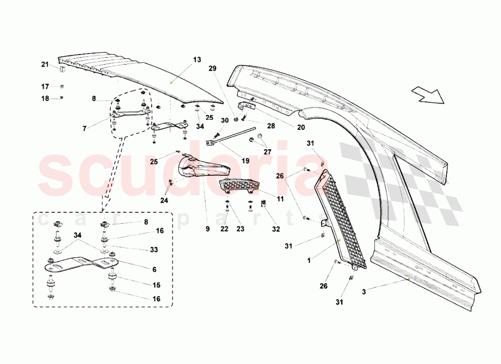 Rear Fender of Lamborghini Lamborghini Gallardo (2006-2007)
