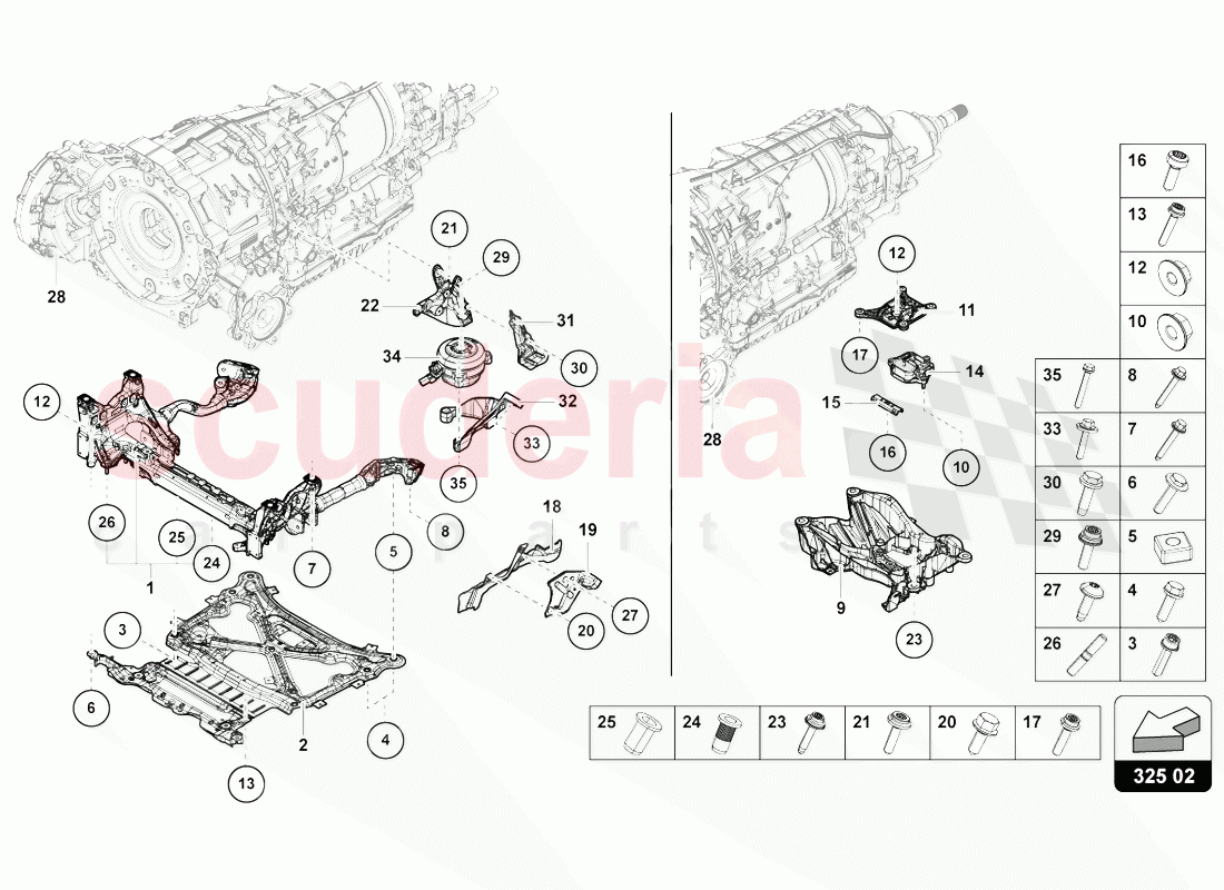 TRANSMISSION SECURING PARTS of Lamborghini Lamborghini Urus (2018-2019)