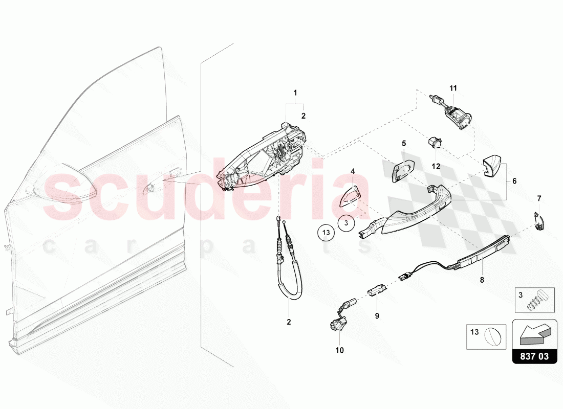 DOOR HANDLE, EXTERIOR of Lamborghini Lamborghini Urus (2018-2019)