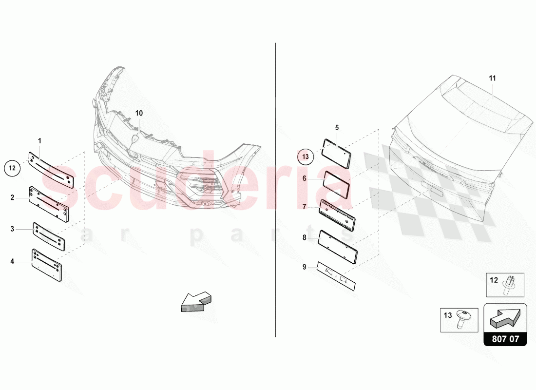 LICENCE PLATE HOLDER of Lamborghini Lamborghini Urus (2018-2019)