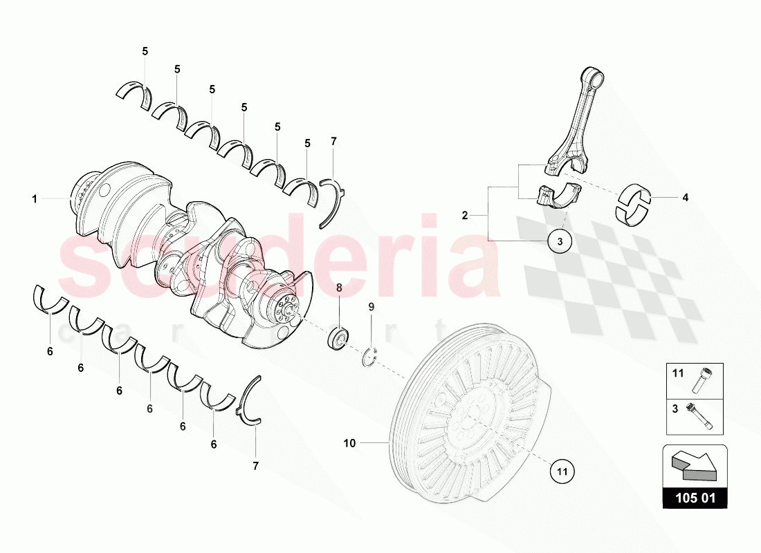 CRANKSHAFT WITH BEARINGS of Lamborghini Lamborghini Huracan Evo Coupe