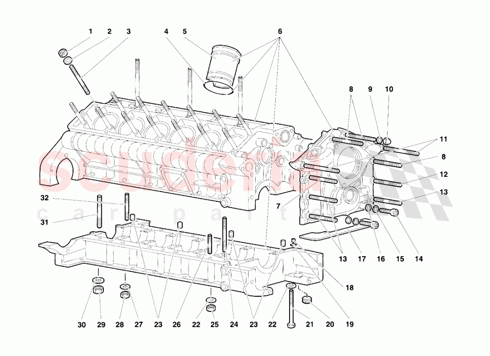 Crankase and Lower Mounting of Lamborghini Lamborghini Diablo SE30 (1993-1995)