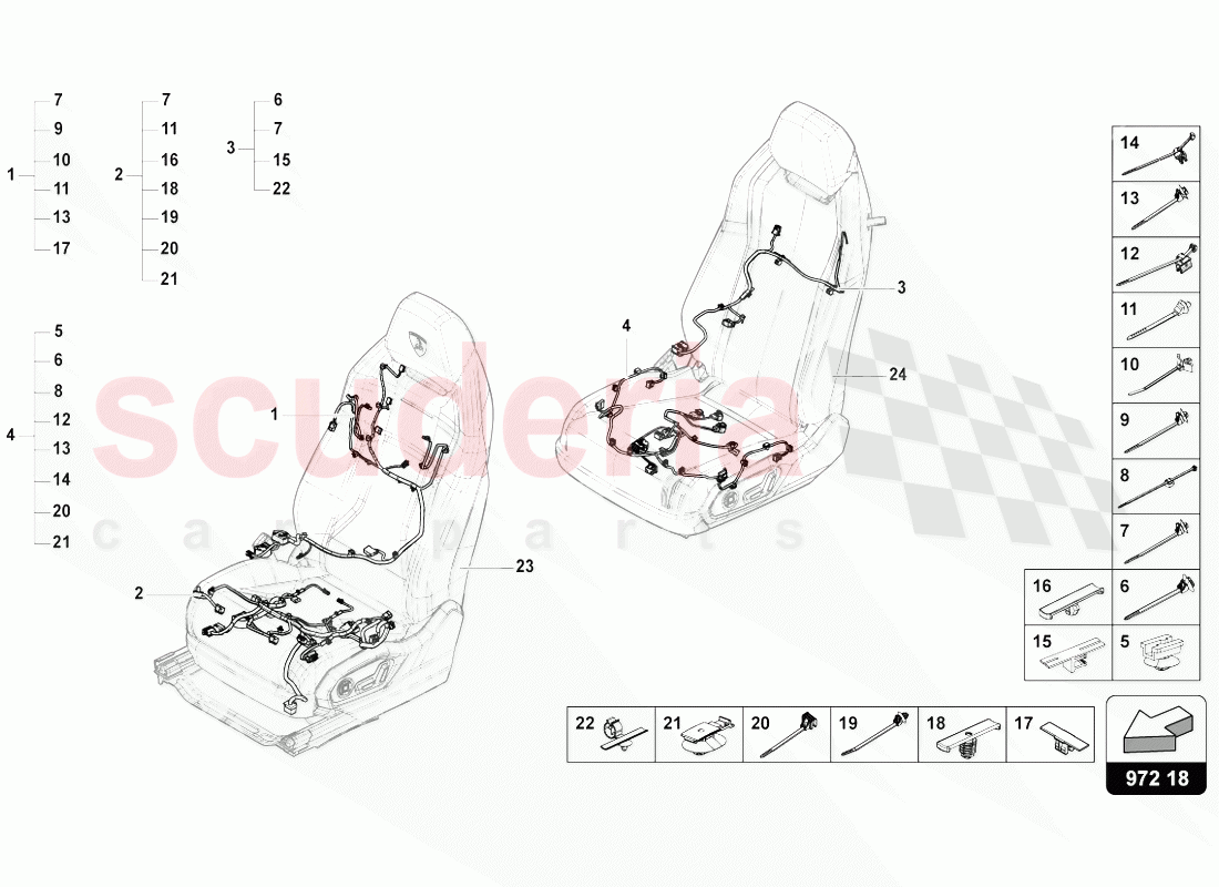WIRING HARNESS FOR ELECTRICALLY ADJUSTABLE SEAT of Lamborghini Lamborghini Urus (2018-2019)
