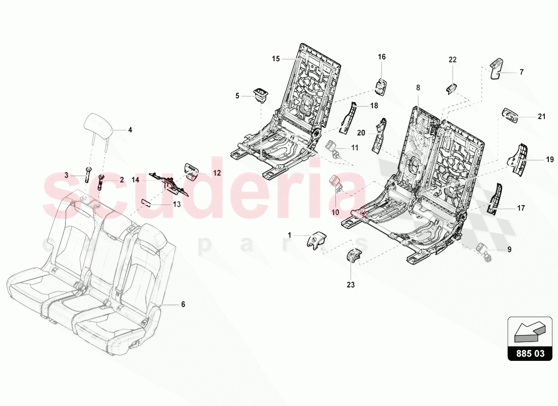 BENCH SEAT (3-SEATER) of Lamborghini Lamborghini Urus (2018-2019)