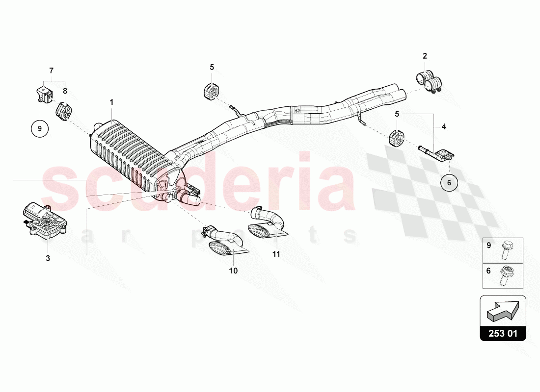 INTERMEDIATE PIPE WITH REAR SILENCER of Lamborghini Lamborghini Urus (2018-2019)
