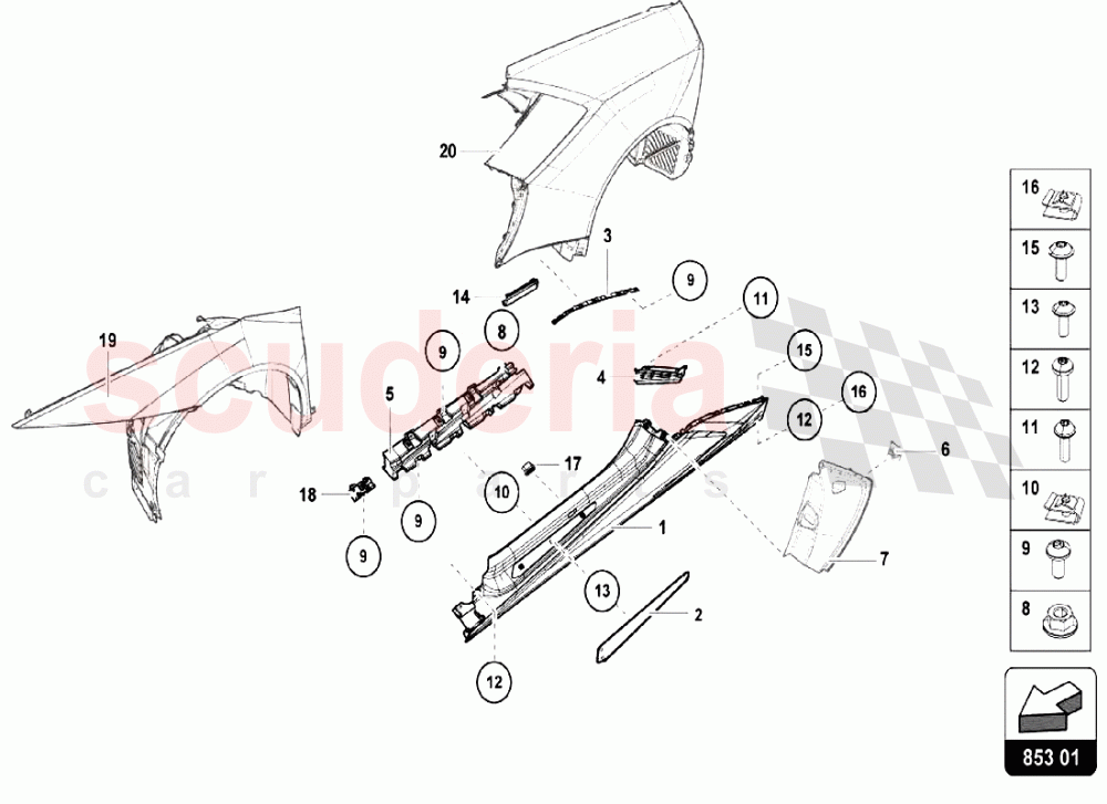 External - Internal Side Member 1 of Lamborghini Lamborghini Huracan LP640 Performante Coupe