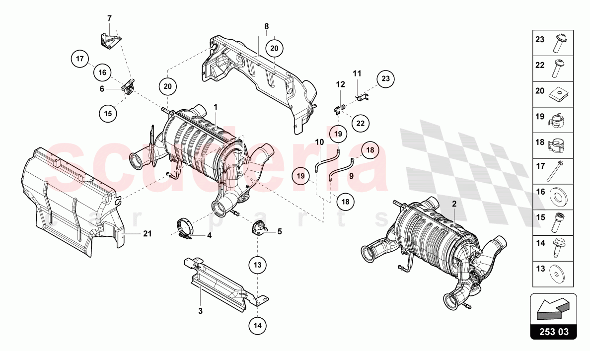 SILENCER WITH CATALYST of Lamborghini Lamborghini Aventador LP780 Ultimae