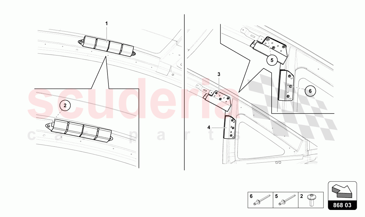 ROOF FRAME TRIM of Lamborghini Lamborghini Aventador LP780 Ultimae