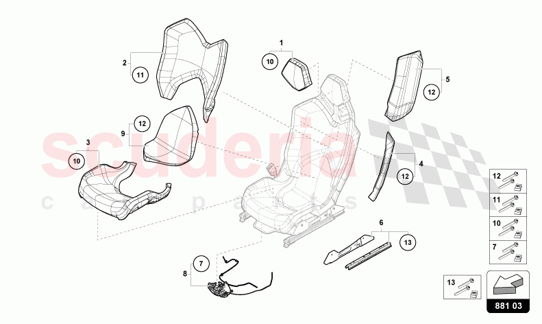 REPAIR KIT FOR SEAT of Lamborghini Lamborghini Aventador LP780 Ultimae