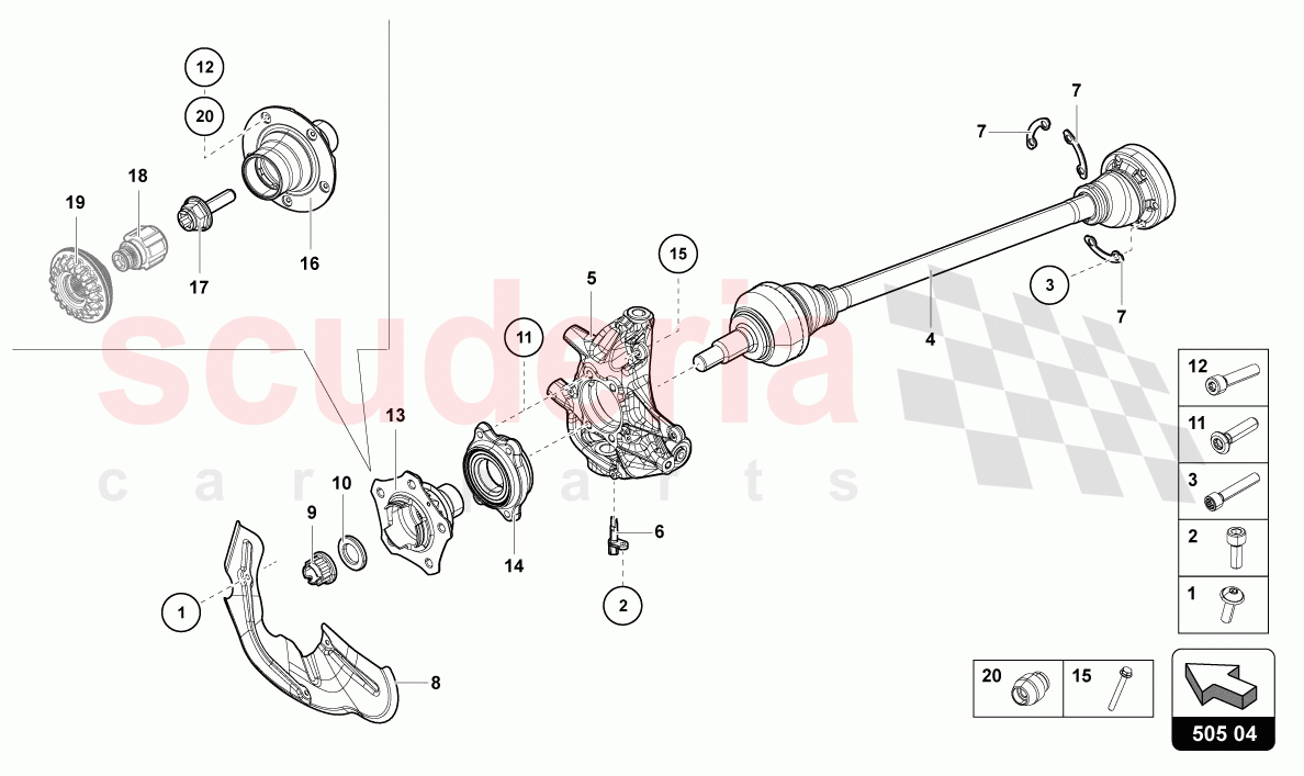 AXLE SHAFT REAR of Lamborghini Lamborghini Aventador LP780 Ultimae Roadster