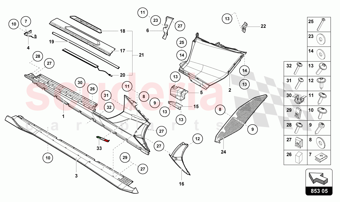 LOWER EXTERNAL SIDE MEMBER FOR WHEEL HOUSING of Lamborghini Lamborghini Aventador LP780 Ultimae Roadster