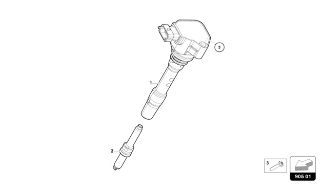 IGNITION COIL WITH SPARK PLUG CONNECTOR of Lamborghini Lamborghini REVUELTO REVUELTO COUPE'
