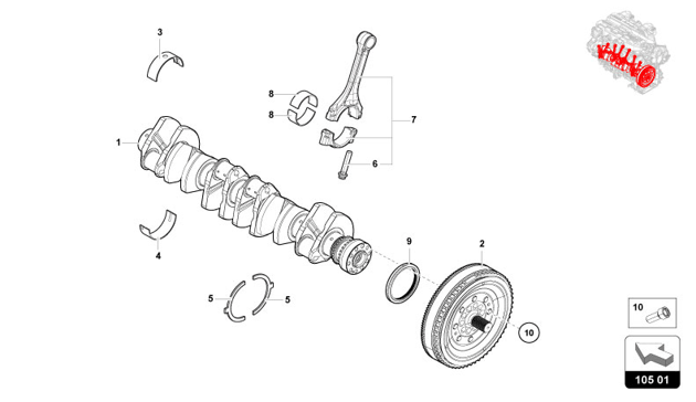 CRANKSHAFT WITH BEARINGS of Lamborghini Lamborghini REVUELTO REVUELTO COUPE'