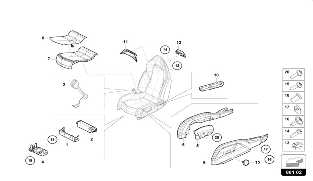 REPAIR KIT FOR SEAT DIVIDED of Lamborghini Lamborghini REVUELTO REVUELTO COUPE'