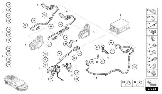 HIGH VOLTAGE WIRE FOR ELEC- TRIC A/C COMPRESSOR RHD of Lamborghini Lamborghini REVUELTO REVUELTO COUPE'