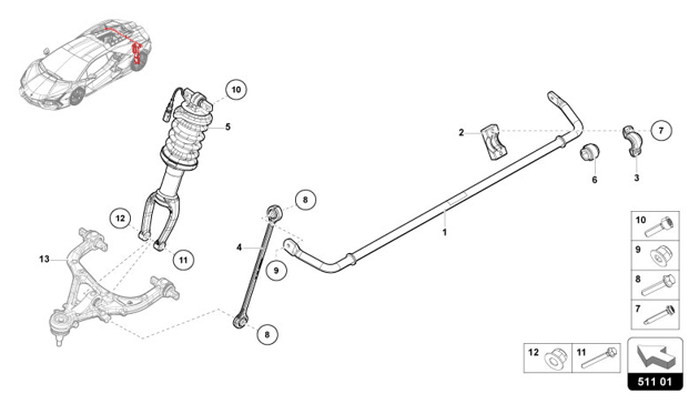 SHOCK ABSORBER REAR of Lamborghini Lamborghini REVUELTO REVUELTO COUPE'