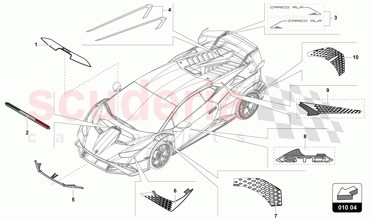 DECORATIVE ADHESIVE STRIPS of Lamborghini Lamborghini Huracan STO