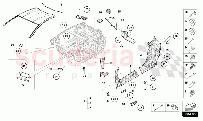 ROOF REINFORCEMENT of Lamborghini Lamborghini Huracan STO