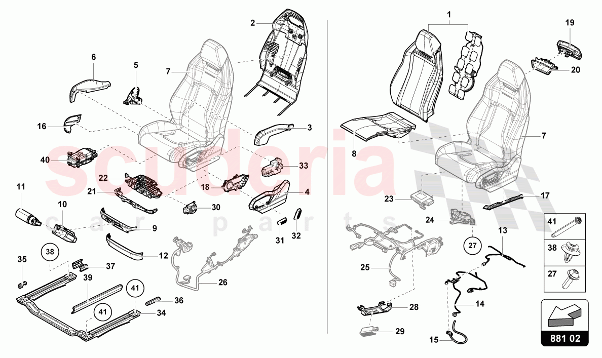 SEAT, DIVIDED FRONT of Lamborghini Lamborghini Urus S