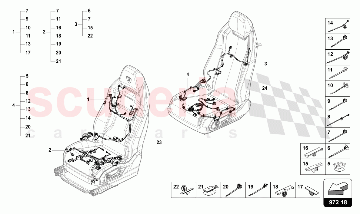 WIRING HARNESS FOR ELECTRICALLY ADJUSTABLE SEAT of Lamborghini Lamborghini Urus S