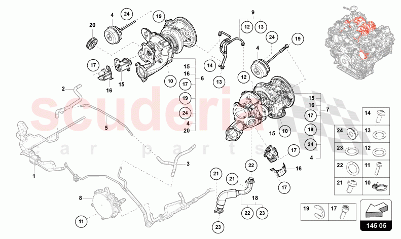 EXHAUST GAS TURBOCHARGER of Lamborghini Lamborghini Urus (2019-2022)