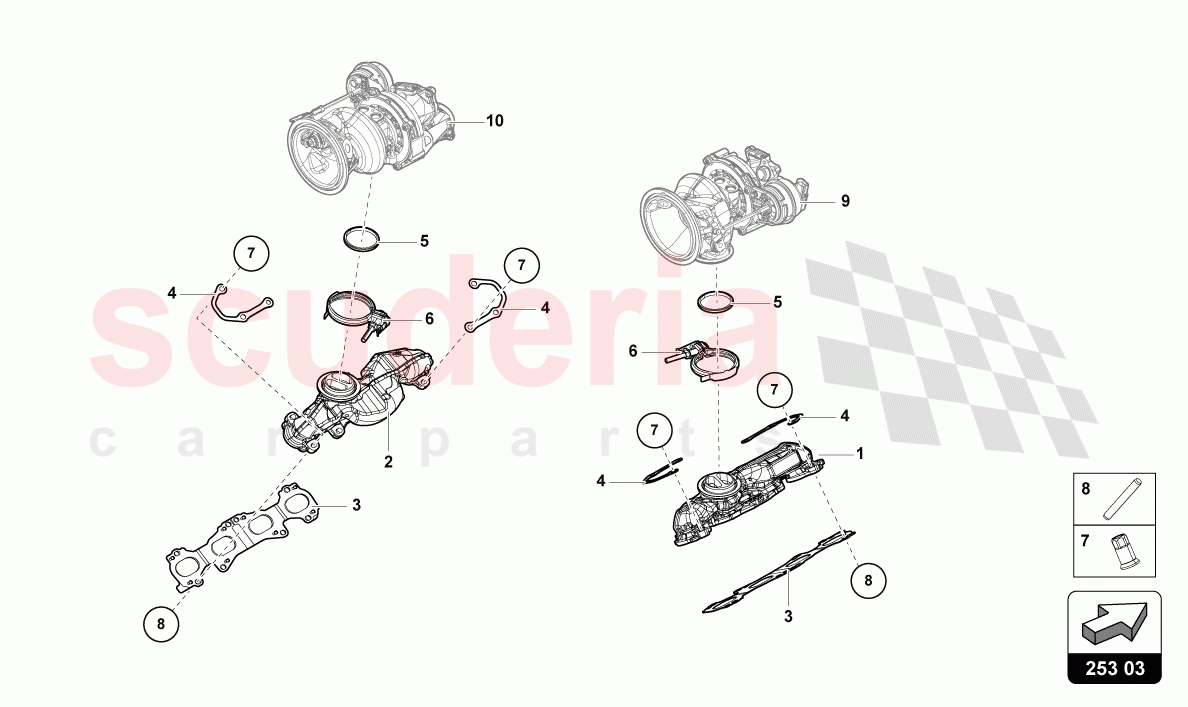 EXHAUST MANIFOLDS of Lamborghini Lamborghini Urus (2019-2022)