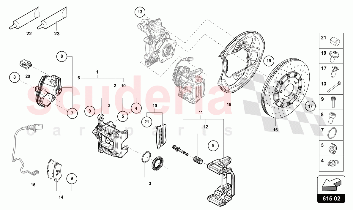 FIXED-CALLIPER BRAKE REAR of Lamborghini Lamborghini Urus (2019-2022)