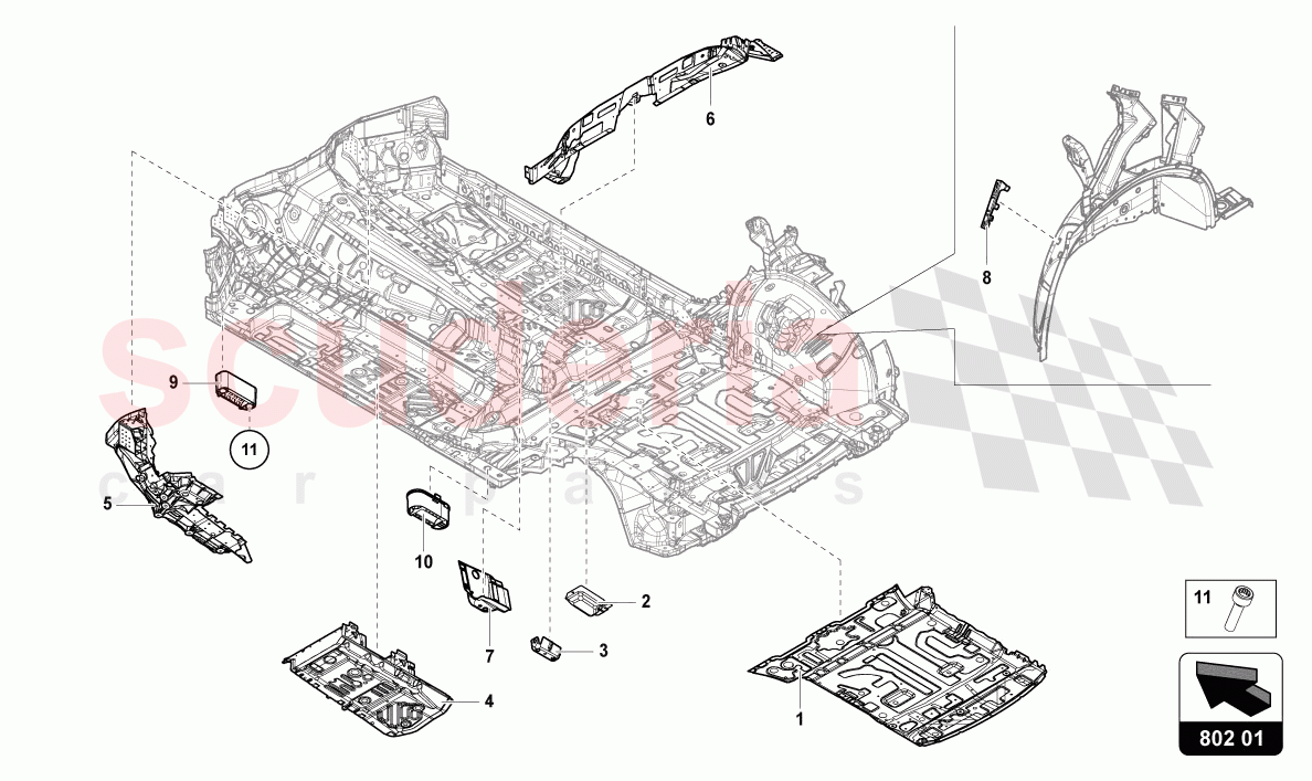 BOTTOM PLATE of Lamborghini Lamborghini Urus (2019-2022)