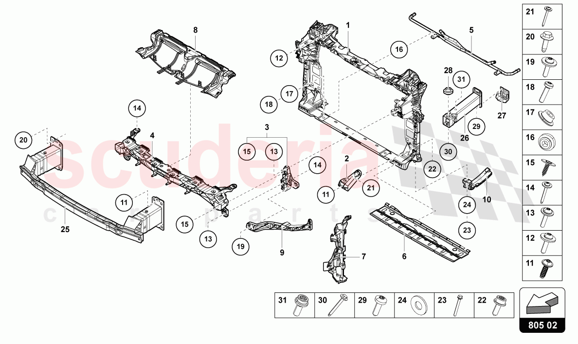 SUPPORT FOR COOLANT RADIATOR of Lamborghini Lamborghini Urus (2019-2022)