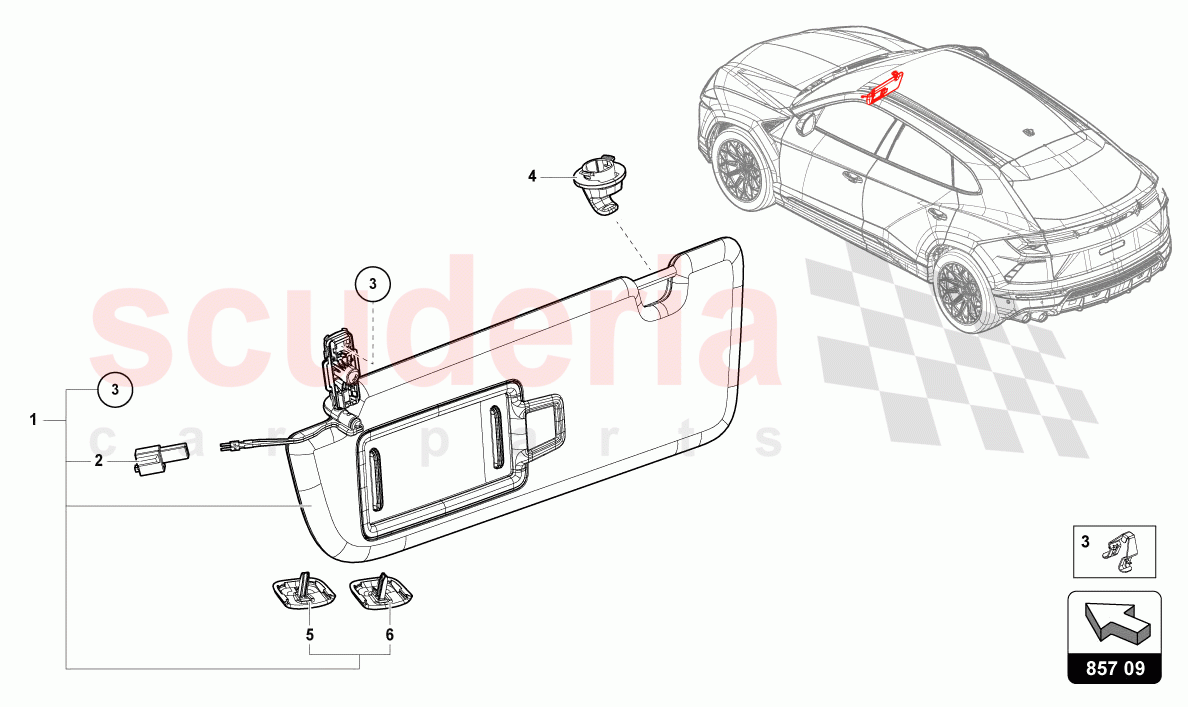 SUN VISOR of Lamborghini Lamborghini Urus (2019-2022)