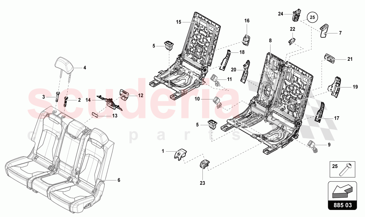 BENCH SEAT (3-SEATER) of Lamborghini Lamborghini Urus (2019-2022)