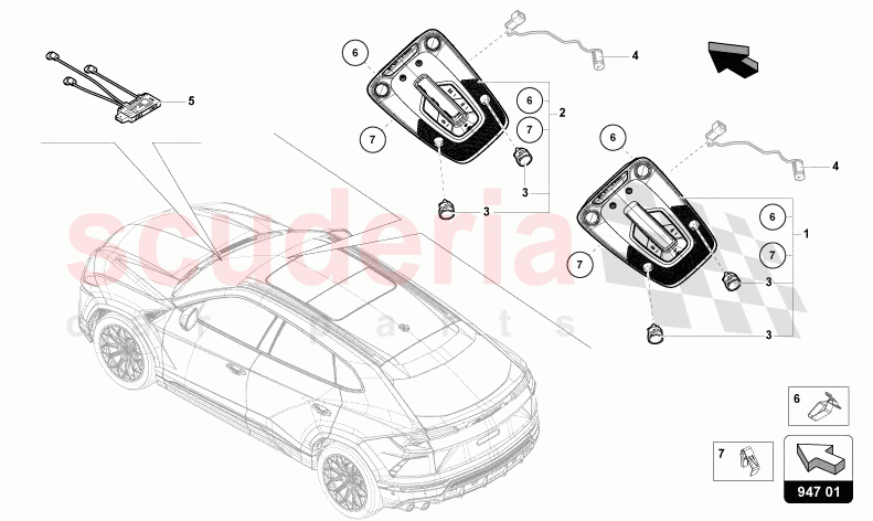 INTERIOR AND READING LIGHT of Lamborghini Lamborghini Urus (2019-2022)