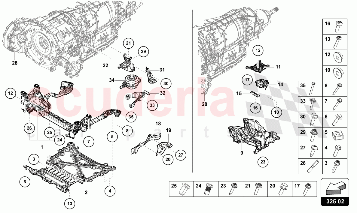 TRANSMISSION SECURING PARTS of Lamborghini Lamborghini Urus Performante