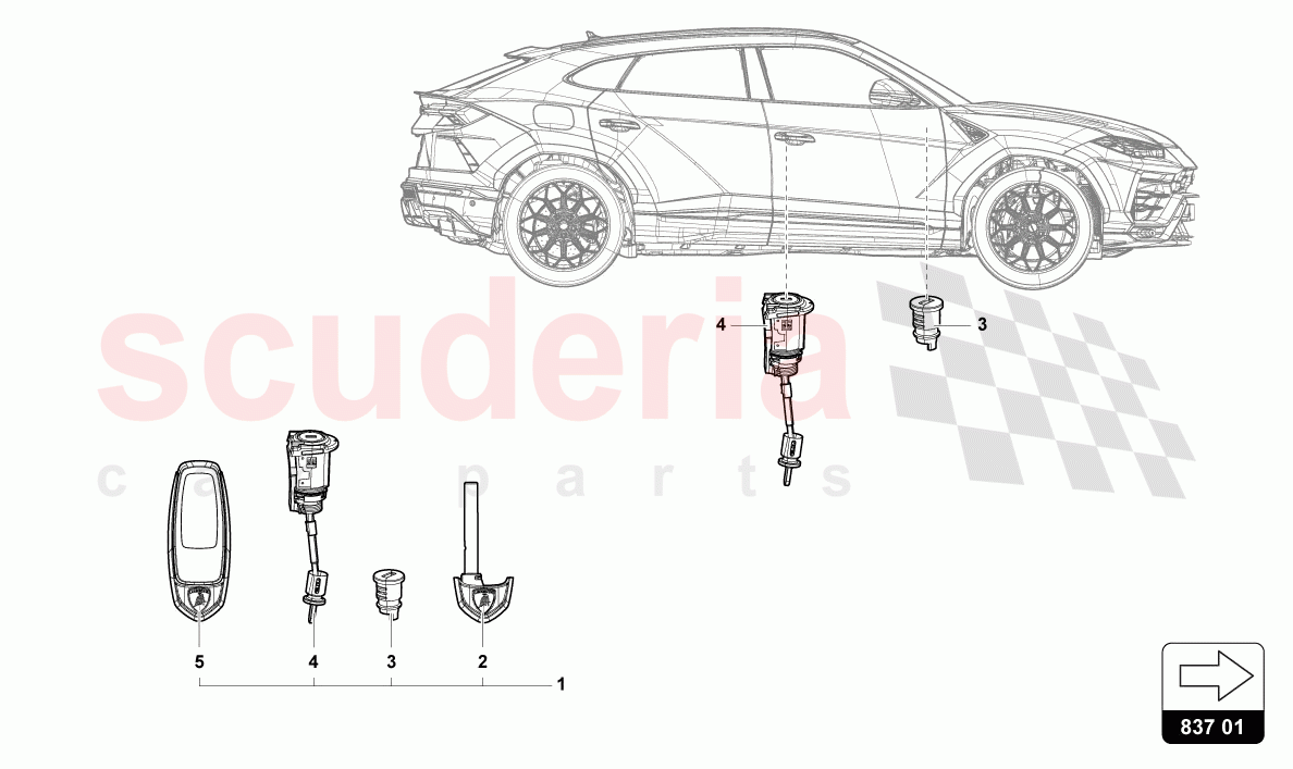 MAIN KEY WITH TRANS- PONDER (FOLDABLE BIT) of Lamborghini Lamborghini Urus Performante