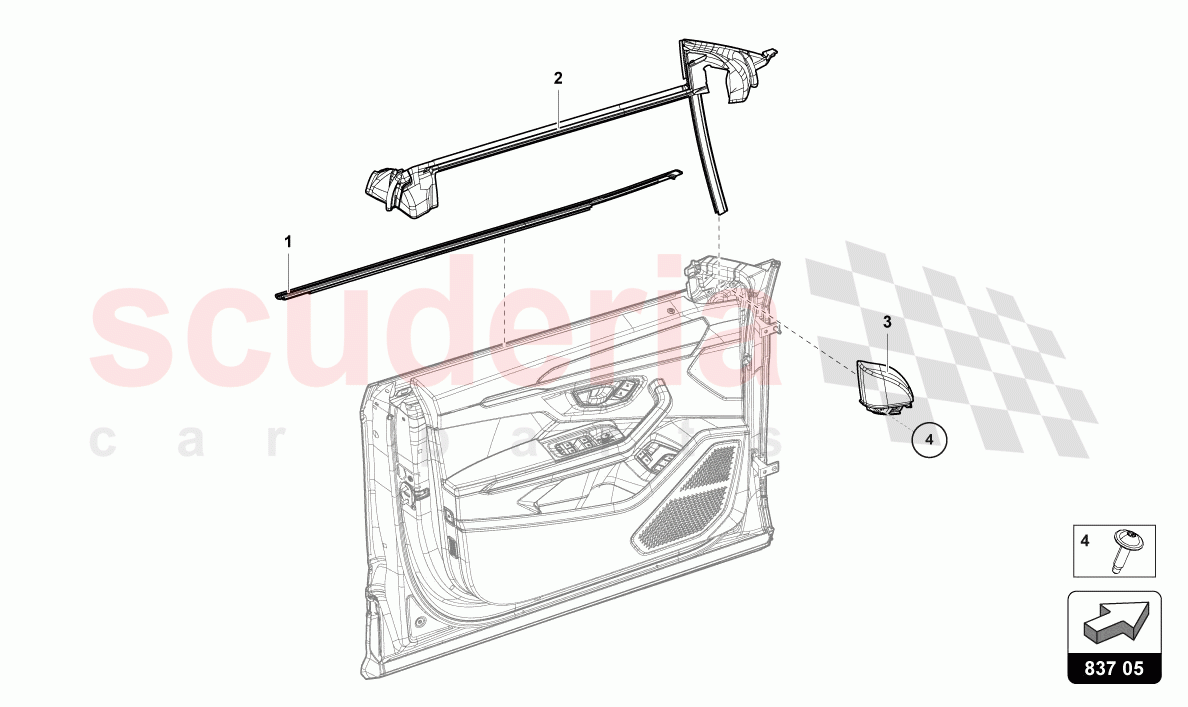SEAL FOR DOOR WINDOW FRONT of Lamborghini Lamborghini Urus Performante